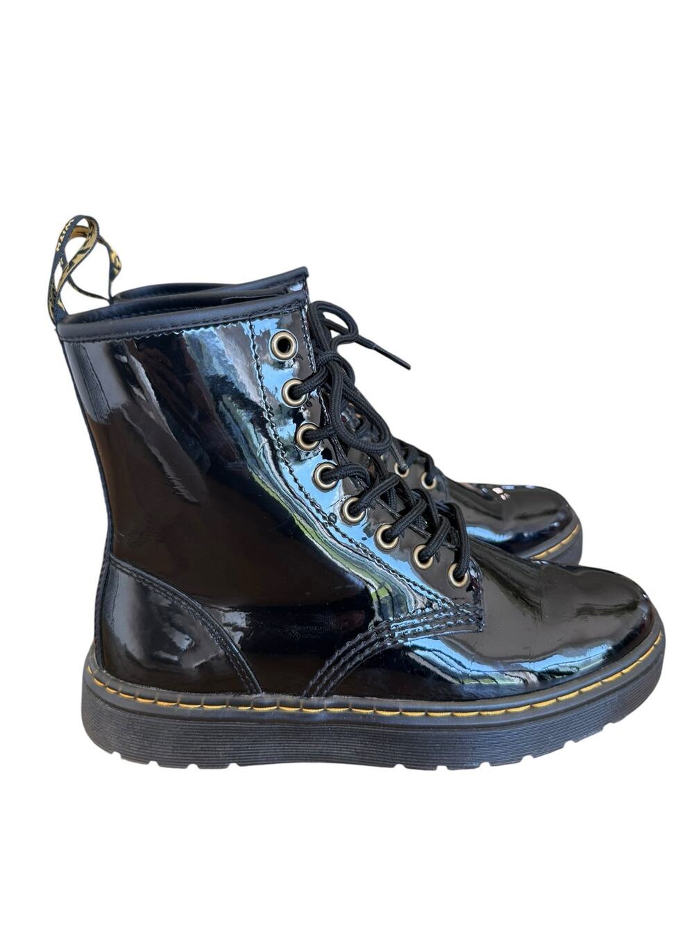 Dr Martens Zavala Boots Women’s 7 Black Patent Leather 8 Eye Combat Docs Grunge